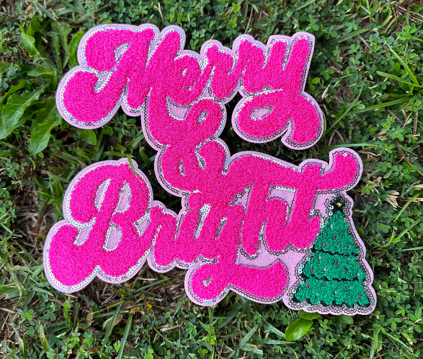 Merry & Bright Sequin Chenille Patch