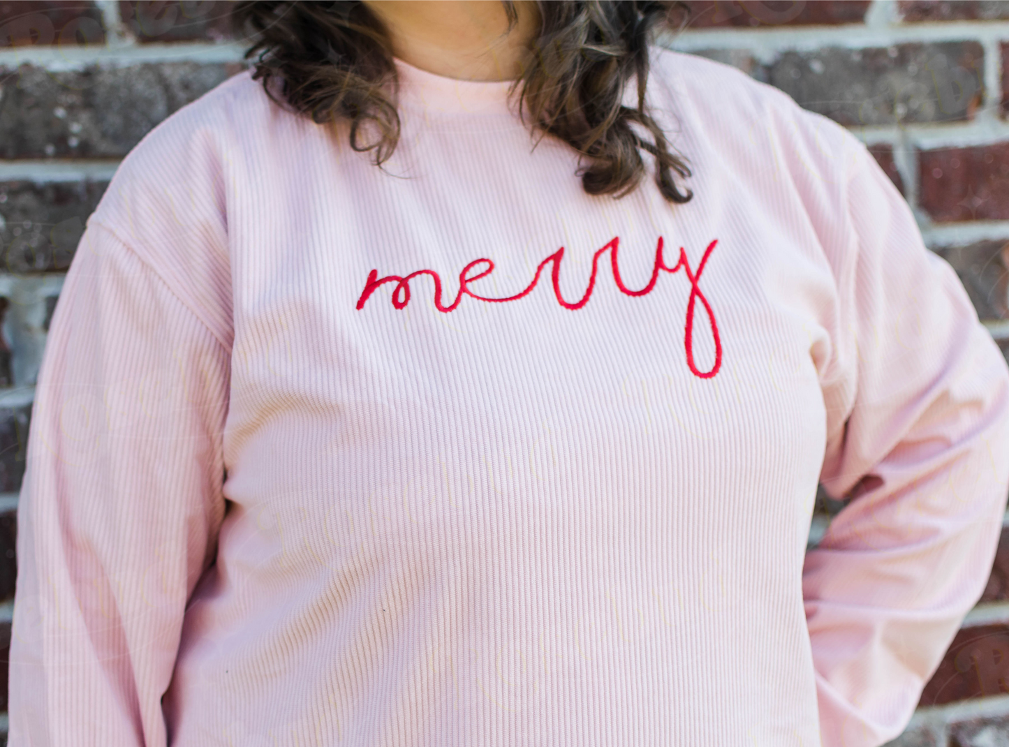 Merry Embroidered Corded Crew