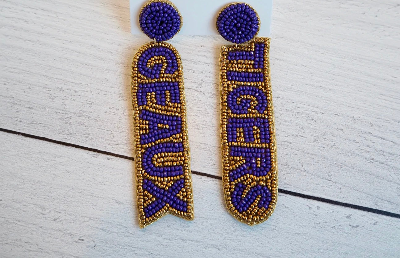 Beaded Game Day Earrings- RTS