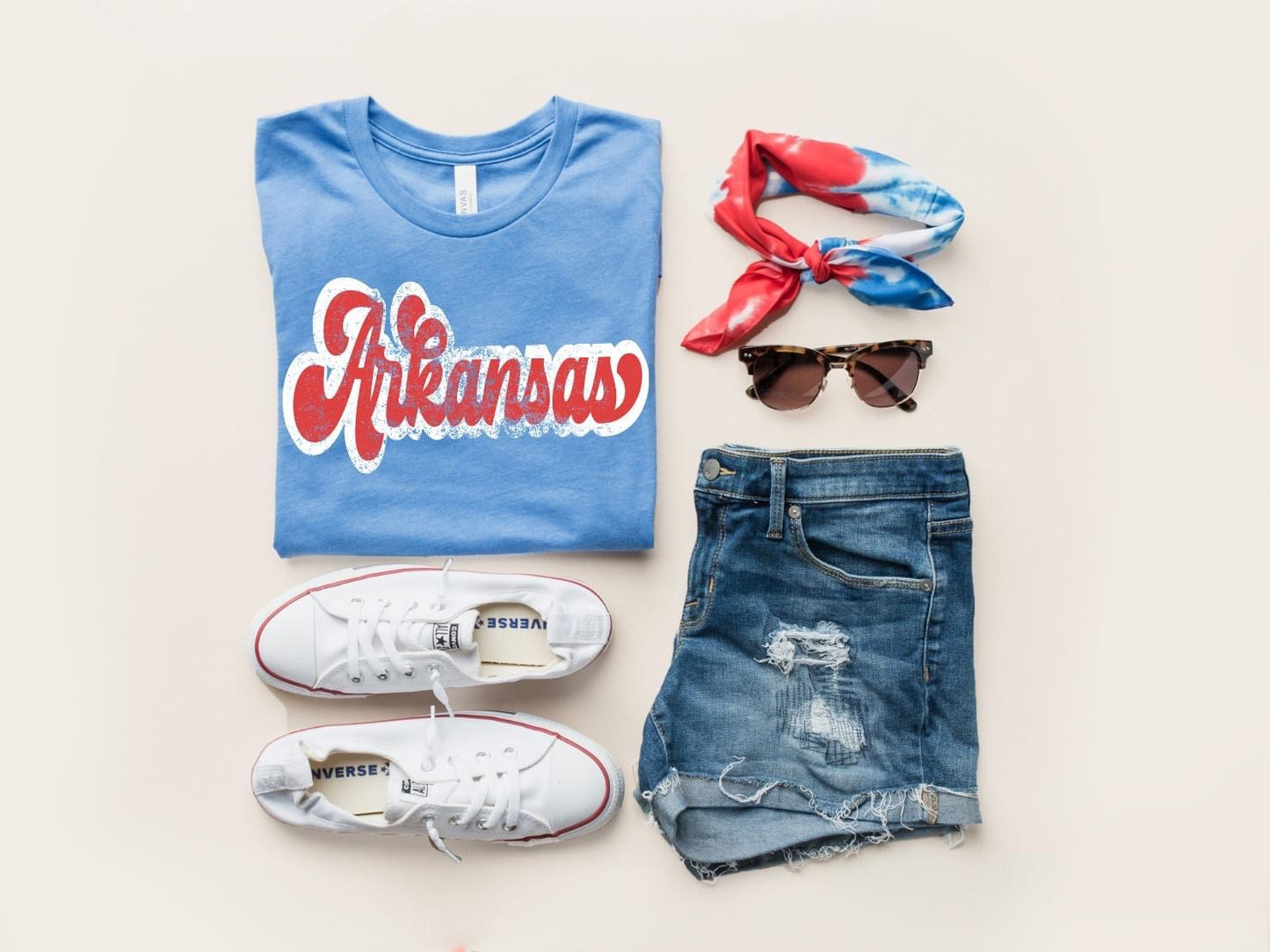 Red & White Retro State Tee- All 50 state options