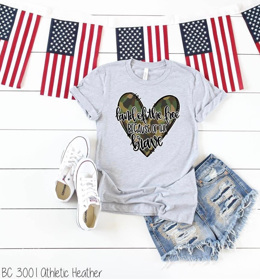 Land of the Free Because of the brave military T-shirt