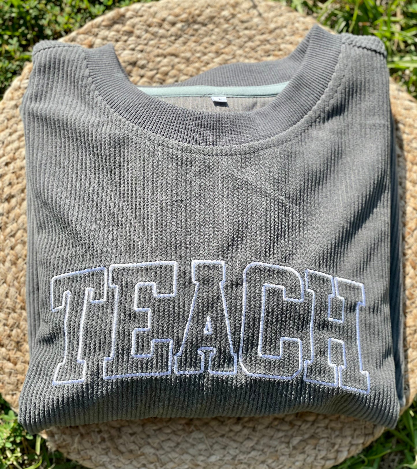 TEACH embroidered corded crew