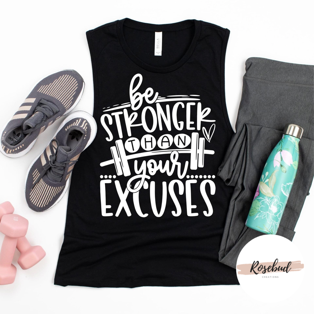 Be Stronger than your excuses (with dumbbell) Tank