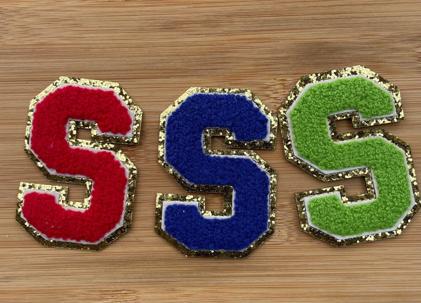 3" Chenille Letters- Red, Royal, Green