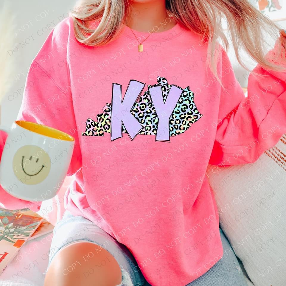 Pastel Leopard State Sweatshirt- All 50 state options