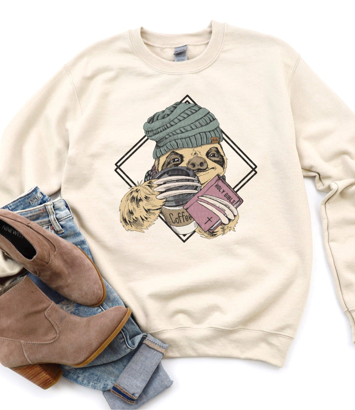 Coffee and Bible Sloth Sweater